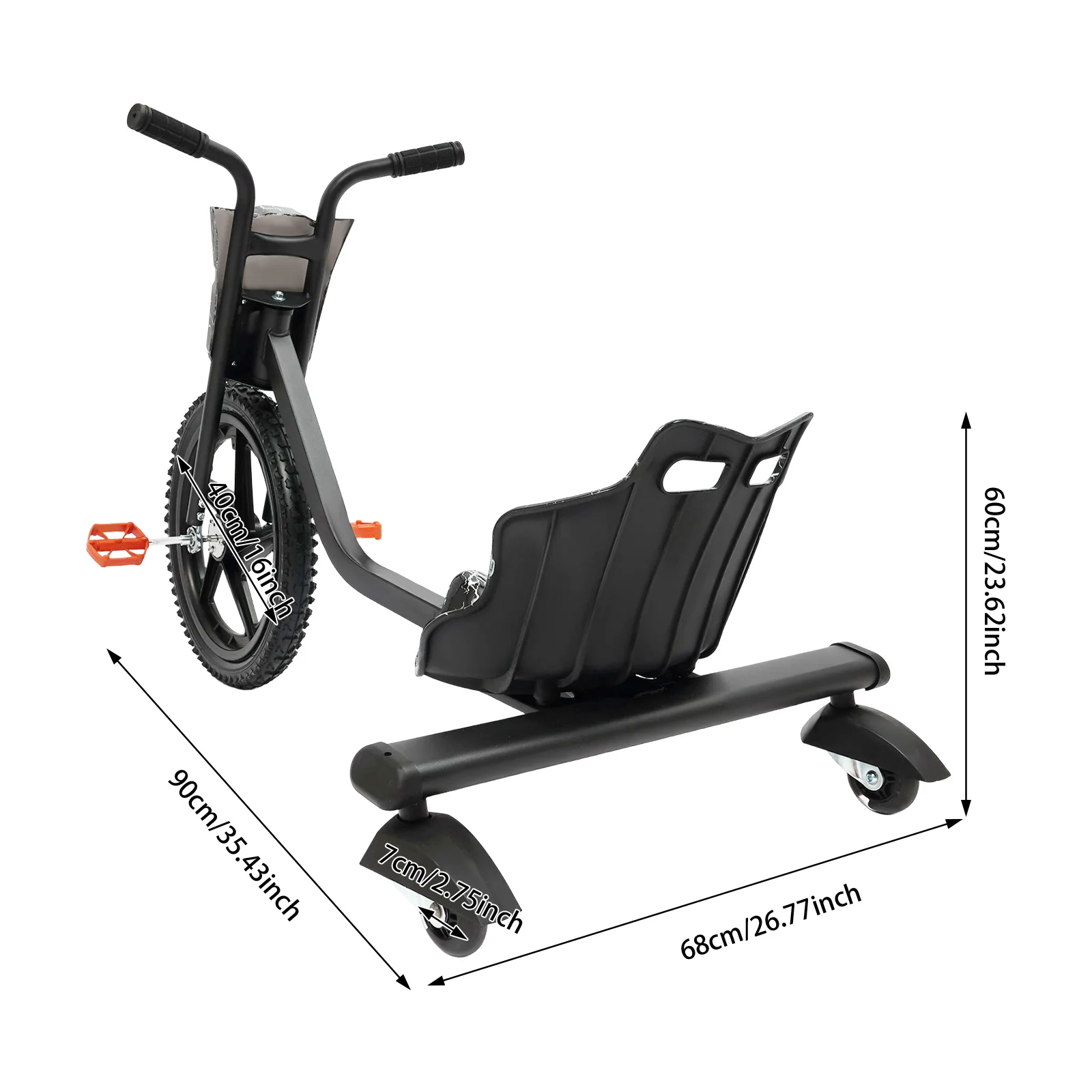 Children’s Tricycle Pedal Tricycle Unpowered Drift Kart Balance Car Drifting Scooter Drifter for 6 years