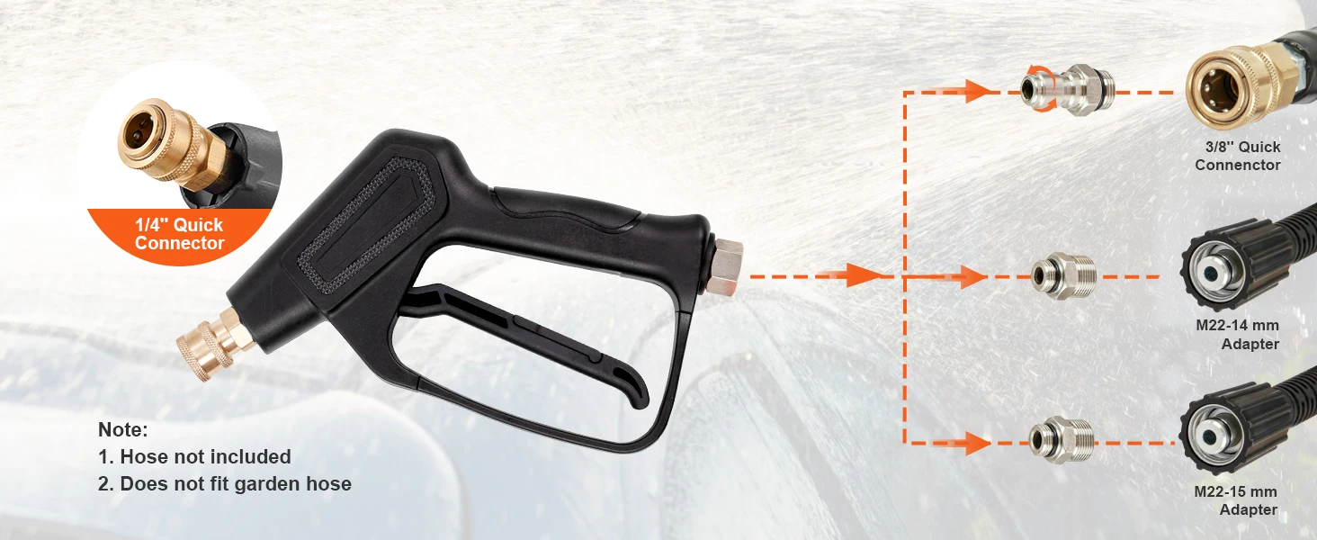 SucceBuy Short Pressure Washer Gun 4000 PSI High Power Outlet Hose Connector Foam Gun with 5 Color Quick Connect Nozzles
