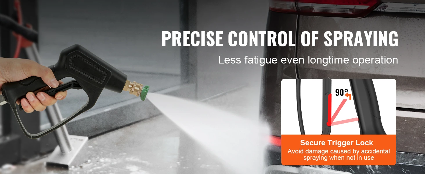 SucceBuy Short Pressure Washer Gun 4000 PSI High Power Outlet Hose Connector Foam Gun with 5 Color Quick Connect Nozzles