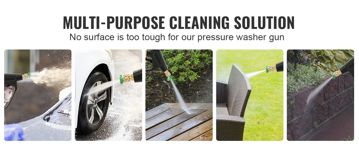 SucceBuy Short Pressure Washer Gun 4000 PSI High Power Outlet Hose Connector Foam Gun with 5 Color Quick Connect Nozzles