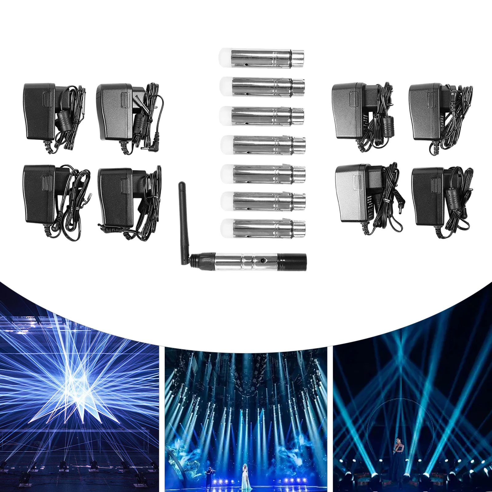 DMX 512 Controller Rechargeable Battery Wireless Transmitter 7* Wireless Receivers 8* Power Adapters For Controlling Stage Light