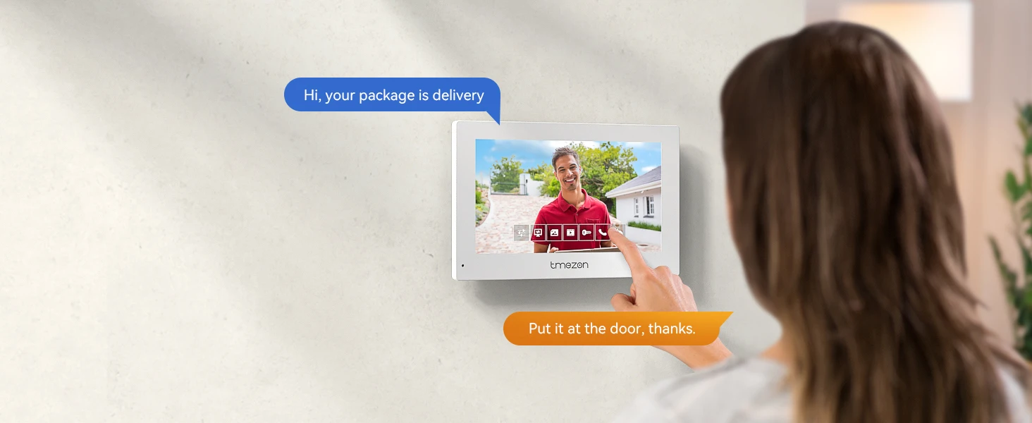 TMEZON 7 Inch Tuya App 1080P Wifi Smart Video DoorPhone Intercom System with Wired Doorbell APP/Password/Card Swipe TouchScreen