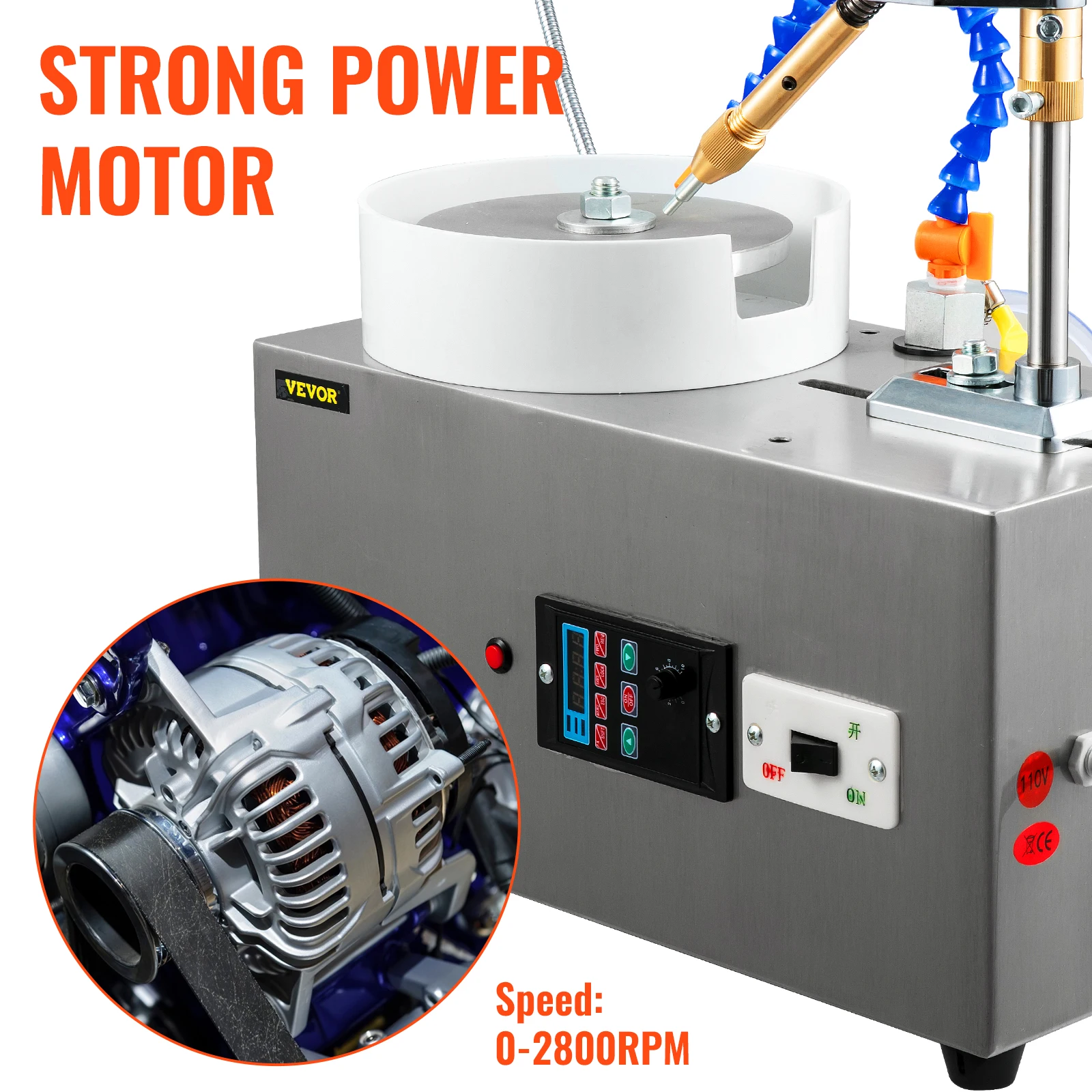 SucceBuy 180W Gem Faceting Machine Faceted Manipulator Led Light Water Pump 2800RPM Flat Gemstone Processing Jade Angle Polisher