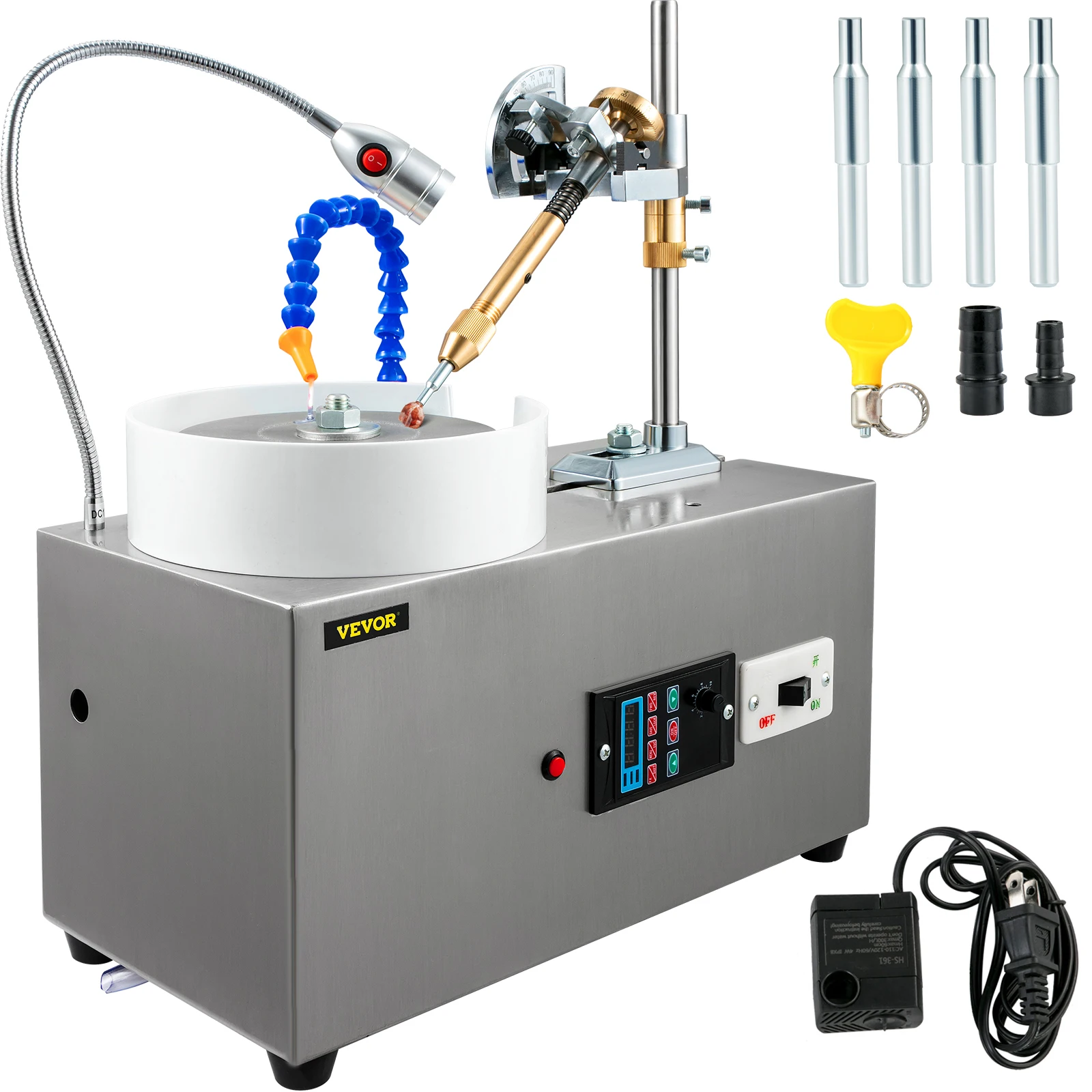 SucceBuy 180W Gem Faceting Machine Faceted Manipulator Led Light Water Pump 2800RPM Flat Gemstone Processing Jade Angle Polisher