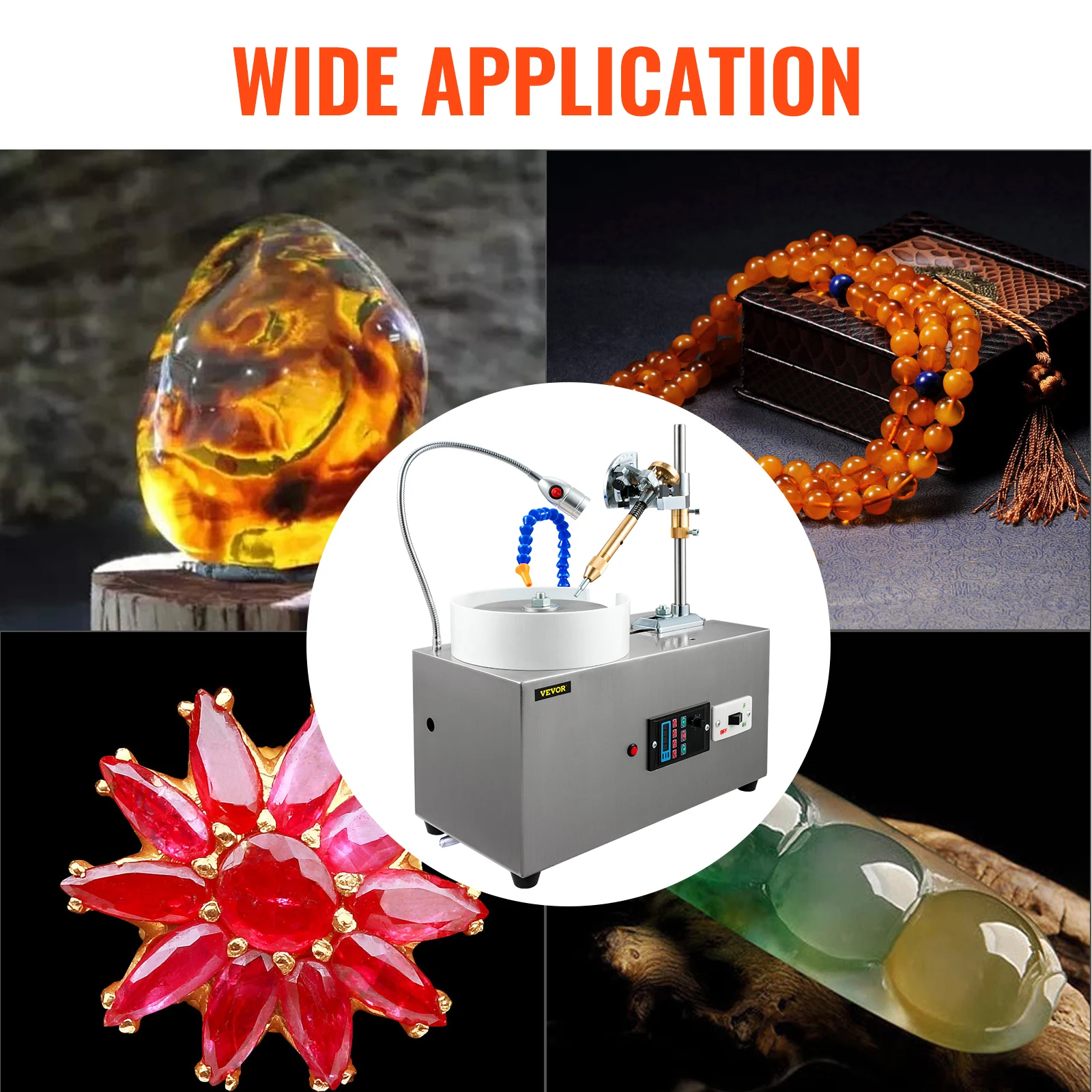 SucceBuy 180W Gem Faceting Machine Faceted Manipulator Led Light Water Pump 2800RPM Flat Gemstone Processing Jade Angle Polisher