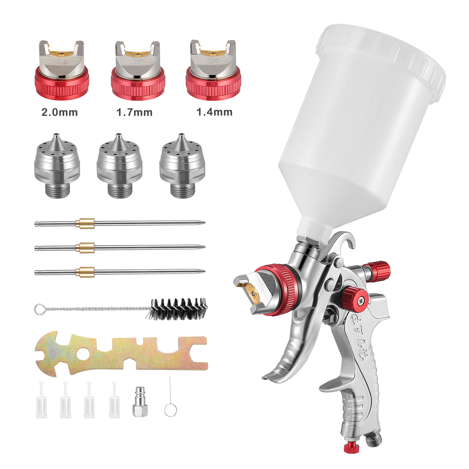 Paint Spray Gun HVLP Gravity Air Spray Gun 1.4/1.7/2.0 mm Nozzles Car Furniture Small Repair Painting Spray Gun