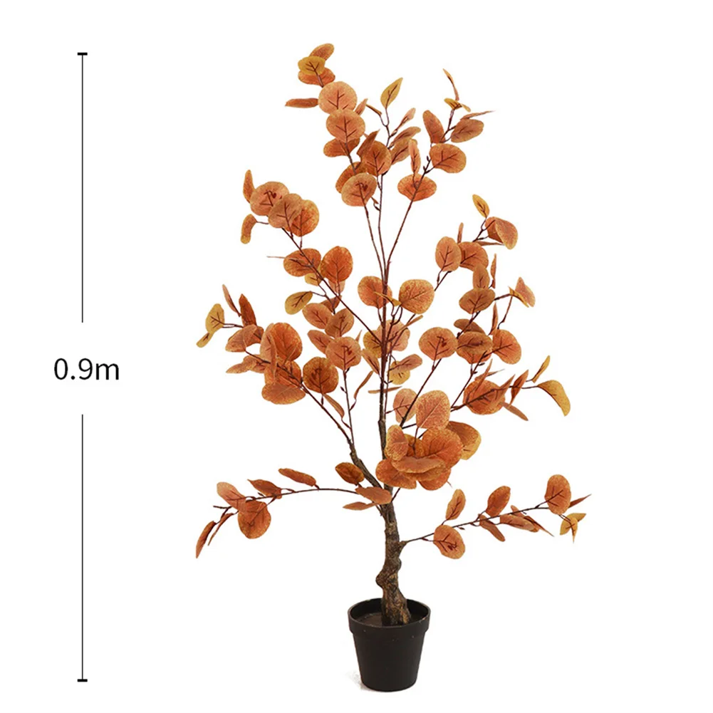 Artificial Fall Eucalyptus Tree Thanksgiving Decor, Artificial Autumn Ficus Tree Decor For Porch Fireplace Front Indoor Party
