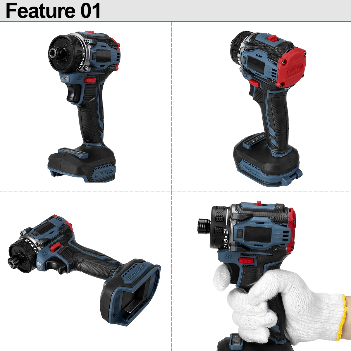 1/4inch 4000rpm Brushless Electric Screwdriver 21+1 Gear Two Speed Cordless Electric Drill Tool For 18v Battery