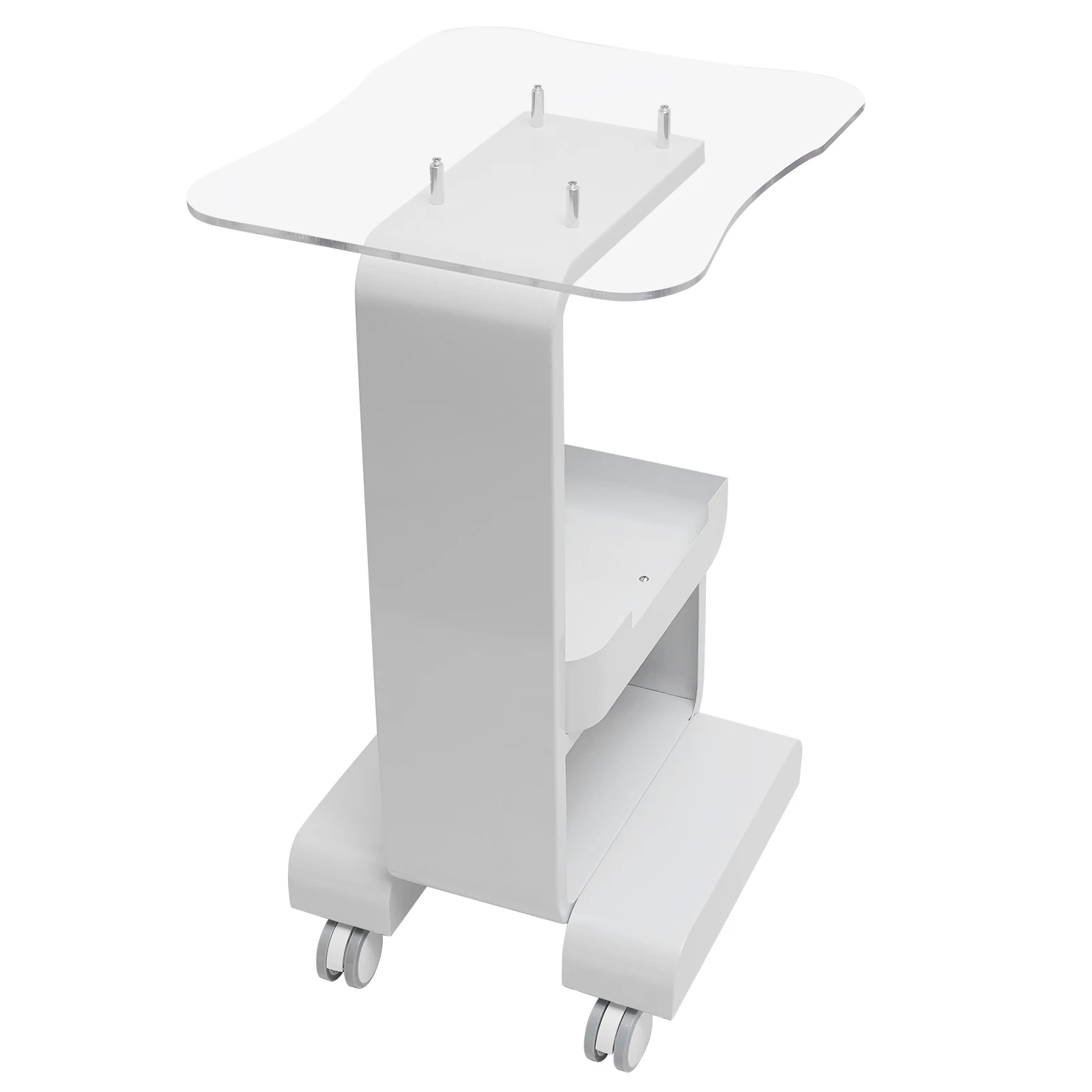 4-Tier Beauty Salon Trolley Cart, Modern Acrylic Display Rack with Storage Basket, 76cm Height Mobile Equipment Stand for Beauty Tools, Wellness Centers & Home Use