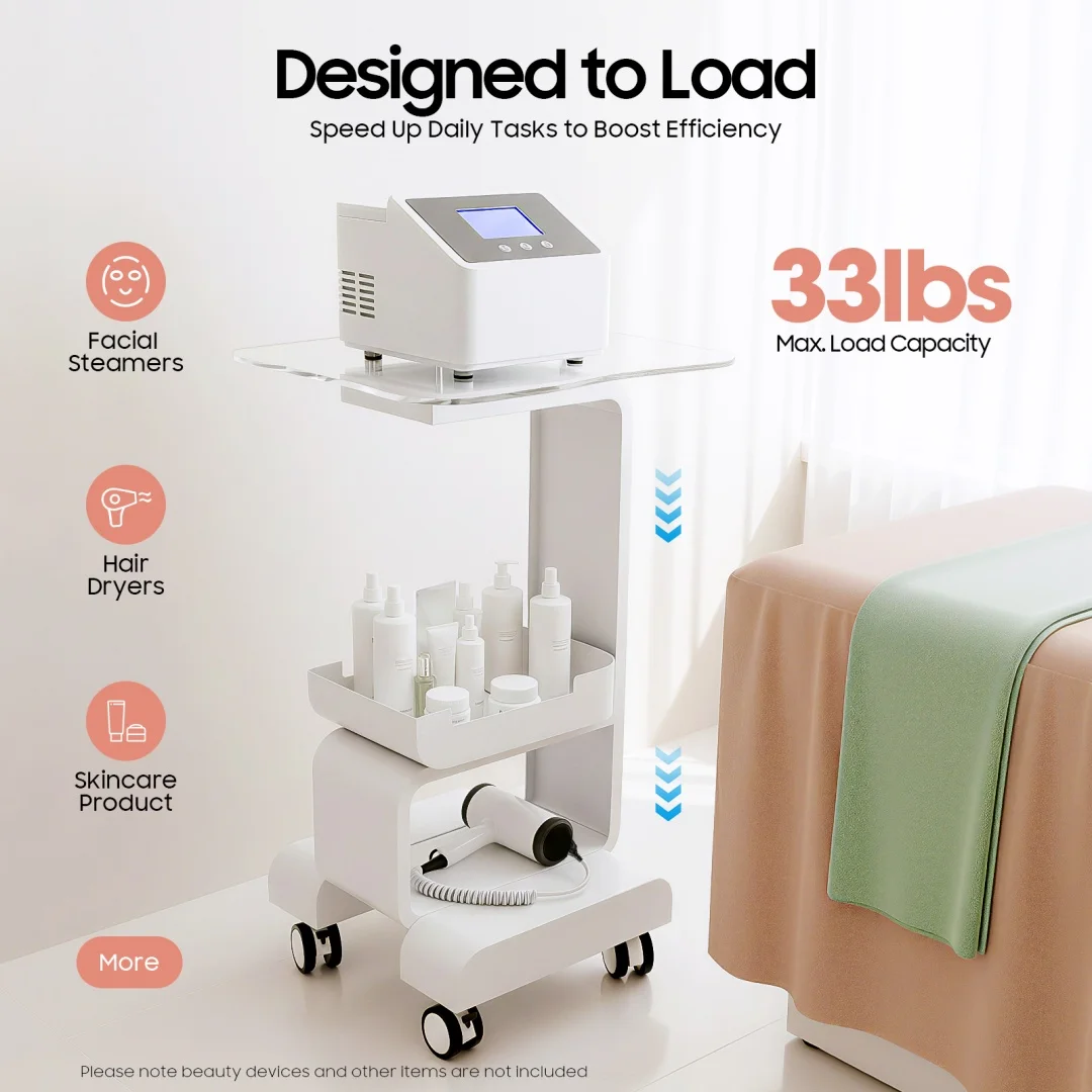4-Tier Beauty Salon Trolley Cart, Modern Acrylic Display Rack with Storage Basket, 76cm Height Mobile Equipment Stand for Beauty Tools, Wellness Centers & Home Use
