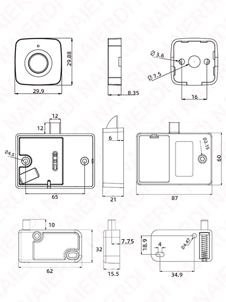 NAIERDI Smart Biometric Cabinet Lock Black Keyless Fingerprint Locks Anti-theft Door Lock Hidden File Drawer Wardrobe Hardware