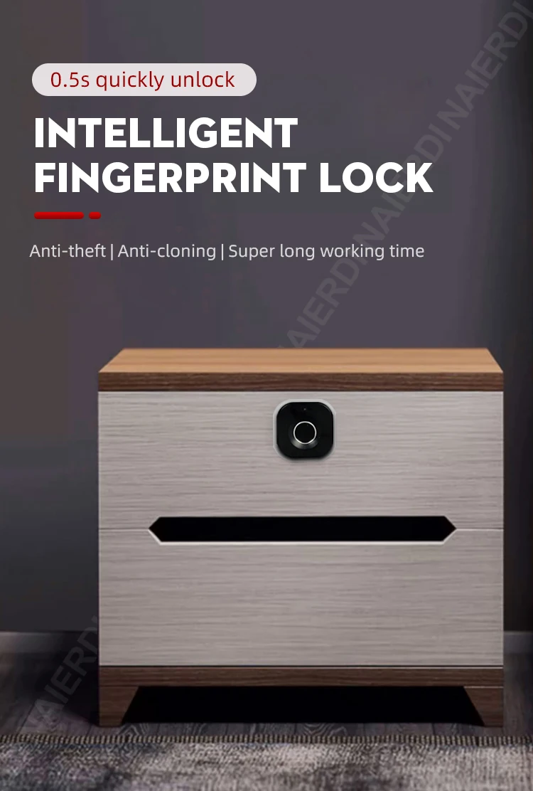 NAIERDI Smart Biometric Cabinet Lock Black Keyless Fingerprint Locks Anti-theft Door Lock Hidden File Drawer Wardrobe Hardware