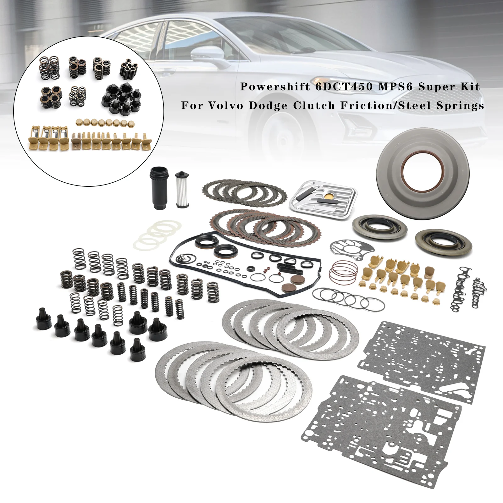 Powershift 6DCT450 MPS6 Super Kit for Volvo Dodge Clutch Friction/Steel Springs