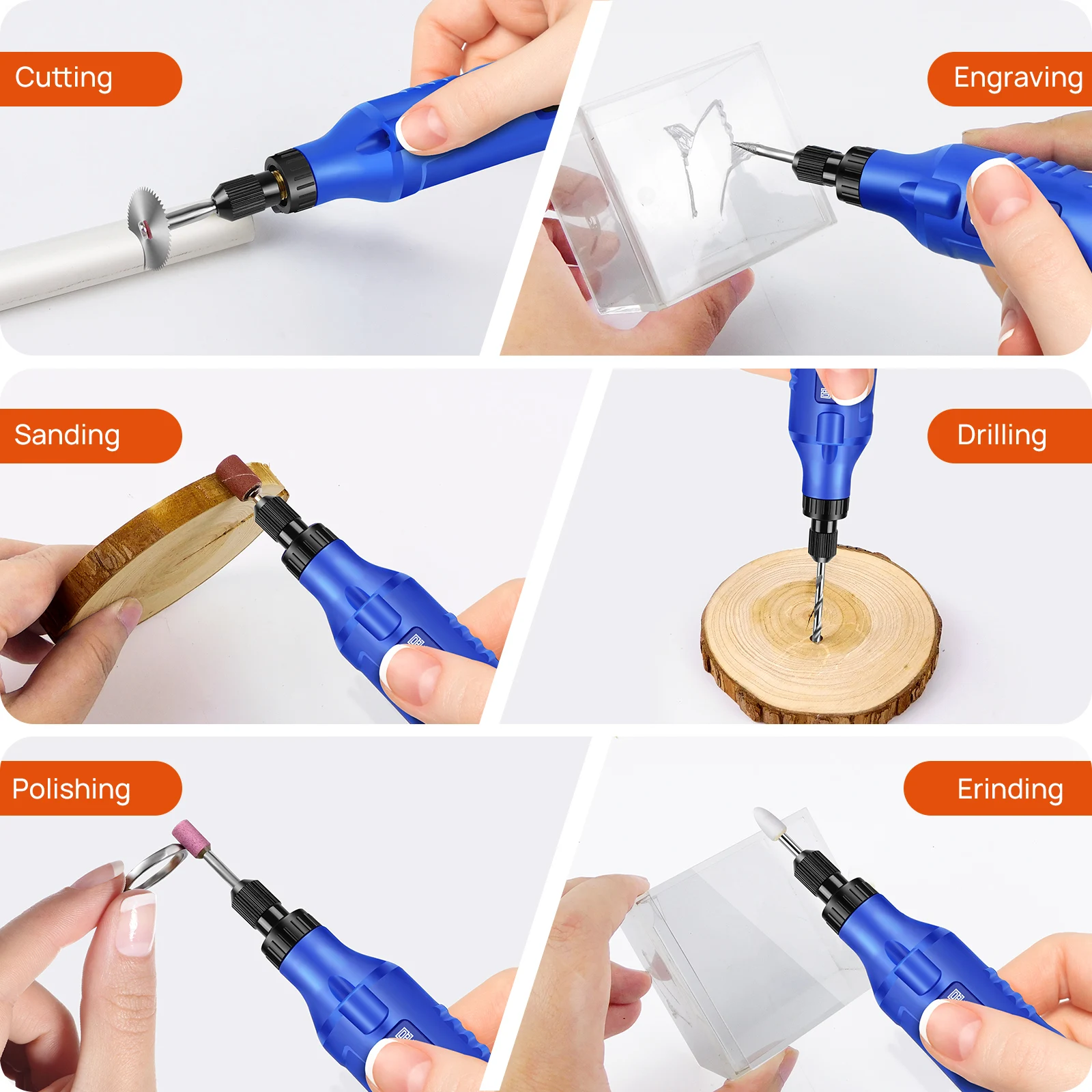 New Multi-Purpose Power Rotary Tool with LED Light, Mini Cordless Rotary Tool 5 Speed Adjustment 3000/6000/9000/12000/18000 RPM