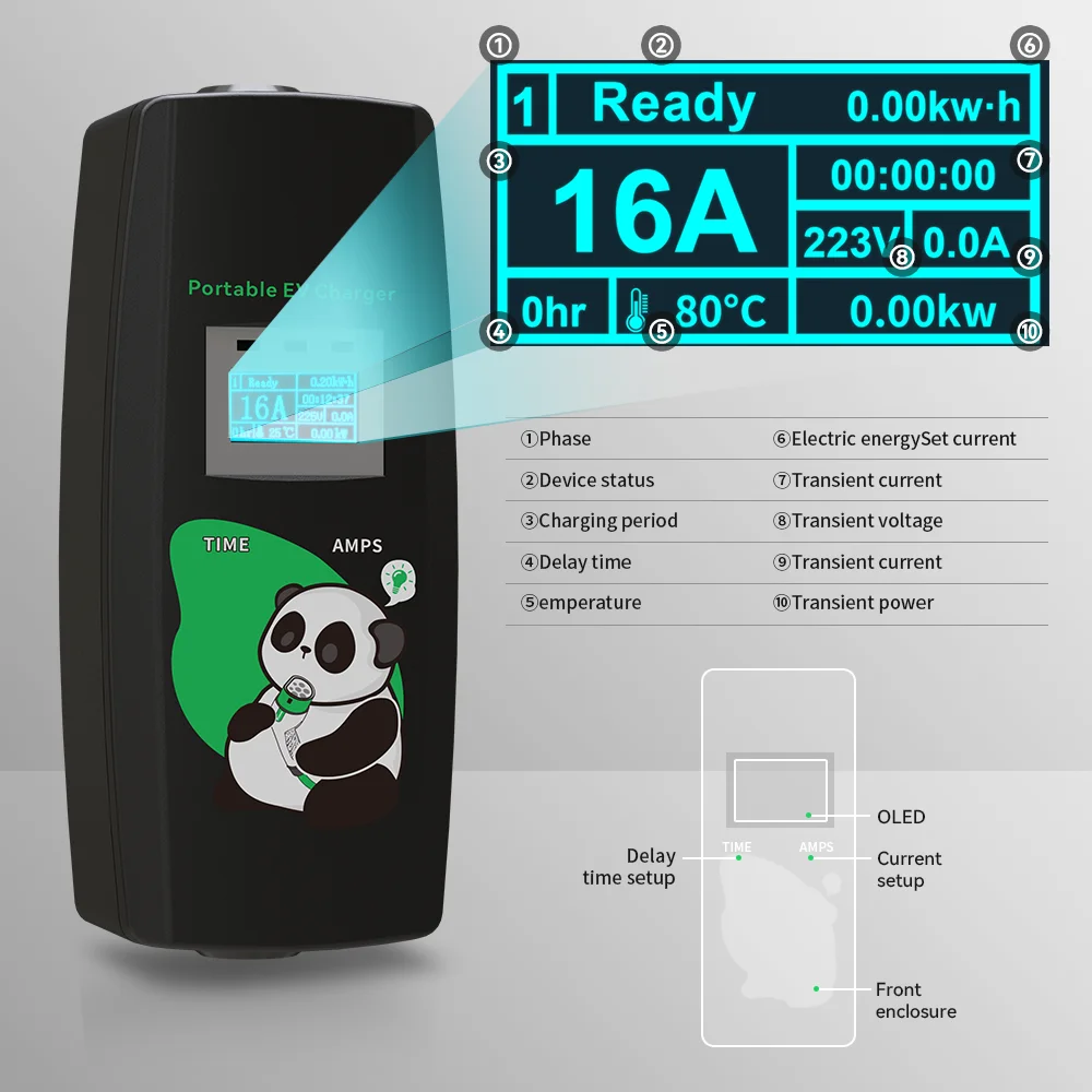 Khons 11kw Electric Car Charger 3Phase 16A Portable Charger Type2 EVSE Charging Box Cee Plug IEC62196 Electric Car Charger