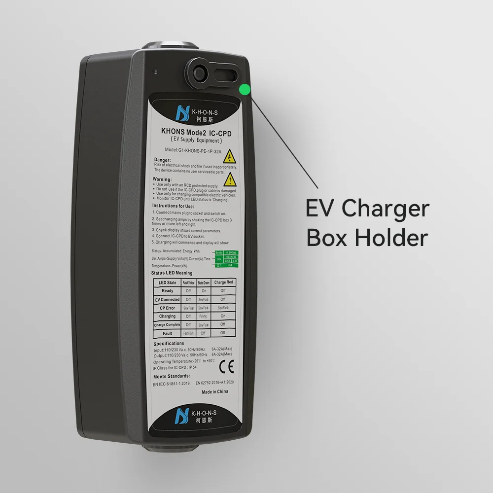 Khons 11kw Electric Car Charger 3Phase 16A Portable Charger Type2 EVSE Charging Box Cee Plug IEC62196 Electric Car Charger