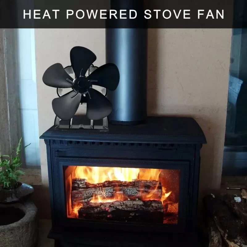 Stove Fan Heat Powered 5 Blades Fireplace Fan Log Wood Burner Eco-fan Quiet Fireplace Fan Warm Heat Distribution Home Winter