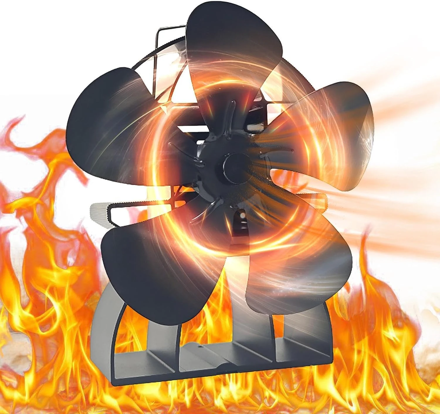 Stove Fan Heat Powered 5 Blades Fireplace Fan Log Wood Burner Eco-fan Quiet Fireplace Fan Warm Heat Distribution Home Winter