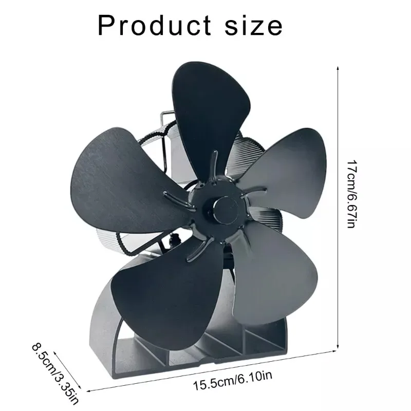 Stove Fan Heat Powered 5 Blades Fireplace Fan Log Wood Burner Eco-fan Quiet Fireplace Fan Warm Heat Distribution Home Winter