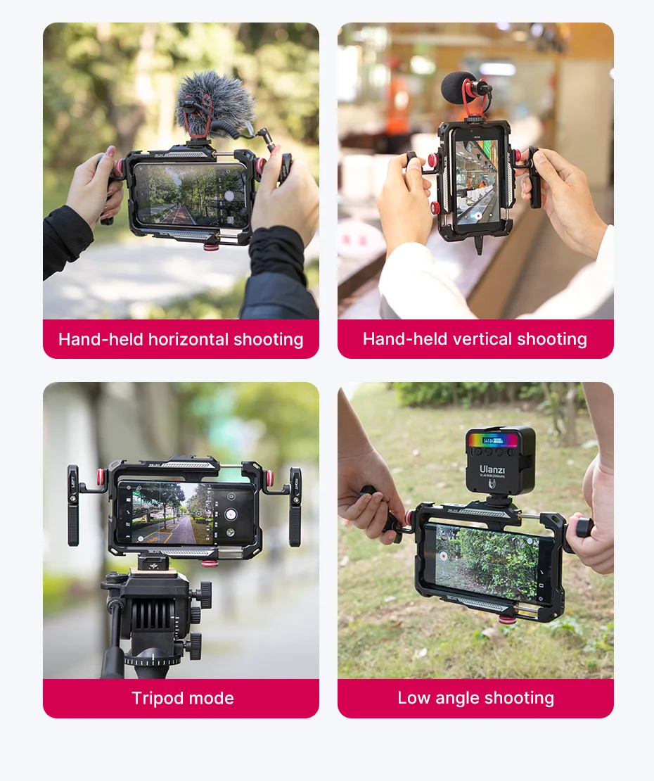 Ulanzi Lino Phone Cage Video Vlog Rig Handle For 5.4'' to 6.7'' iPhone X 11 12 13 14 Pro Max Android Phone Photography