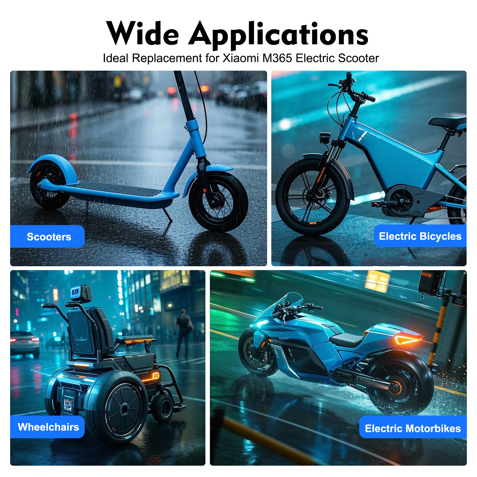 36V 350W Electric Scooter Motor Wheel Brushless Hub Replacement IP54 Waterproof 220lbs Load 600r/min for Electric Bicycle Wheelchairs Electric Motorbikes