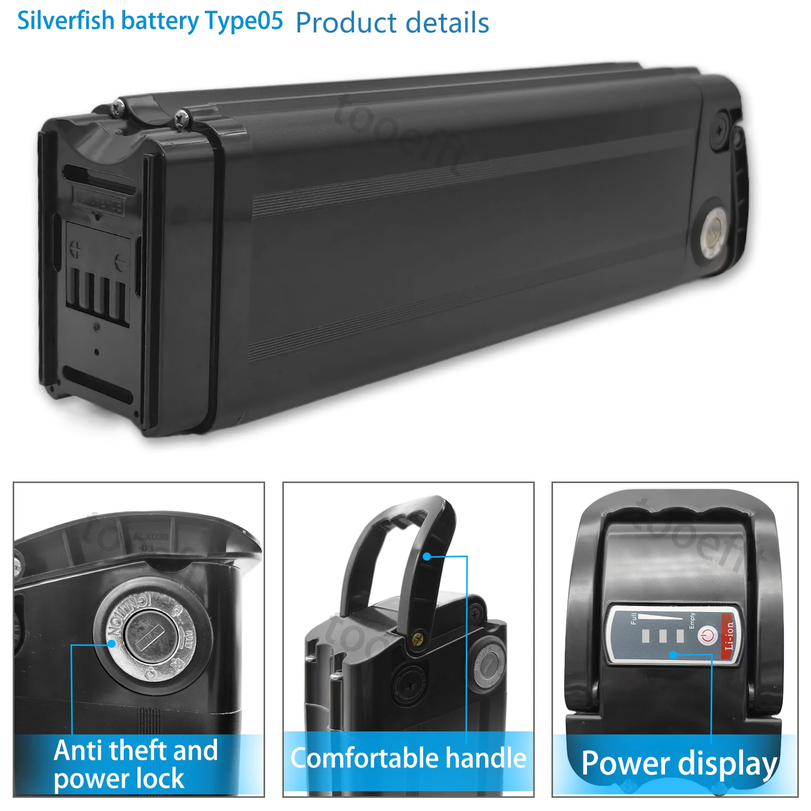 L385mm Silver Fish 48V Ebike Battery Lithium Ion Batteries for ENGWE L20 Cmacewheel Y20 VAKOLE Y20 Pro