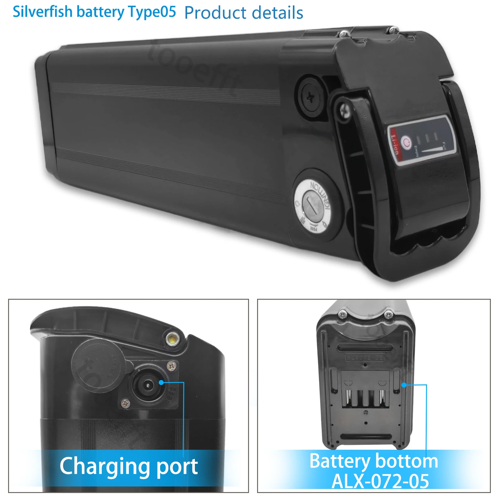 L385mm Silver Fish 48V Ebike Battery Lithium Ion Batteries for ENGWE L20 Cmacewheel Y20 VAKOLE Y20 Pro