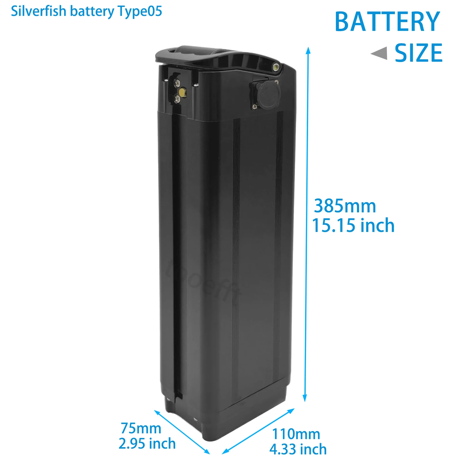 L385mm Silver Fish 48V Ebike Battery Lithium Ion Batteries for ENGWE L20 Cmacewheel Y20 VAKOLE Y20 Pro