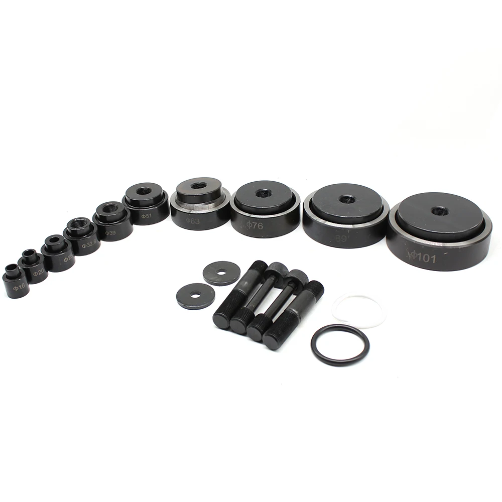 SYK-15Ton /10 Dies 16mm-101mm Hydraulic Knockout Punch Kit Hole Punch for Metal, Steel, Plastic