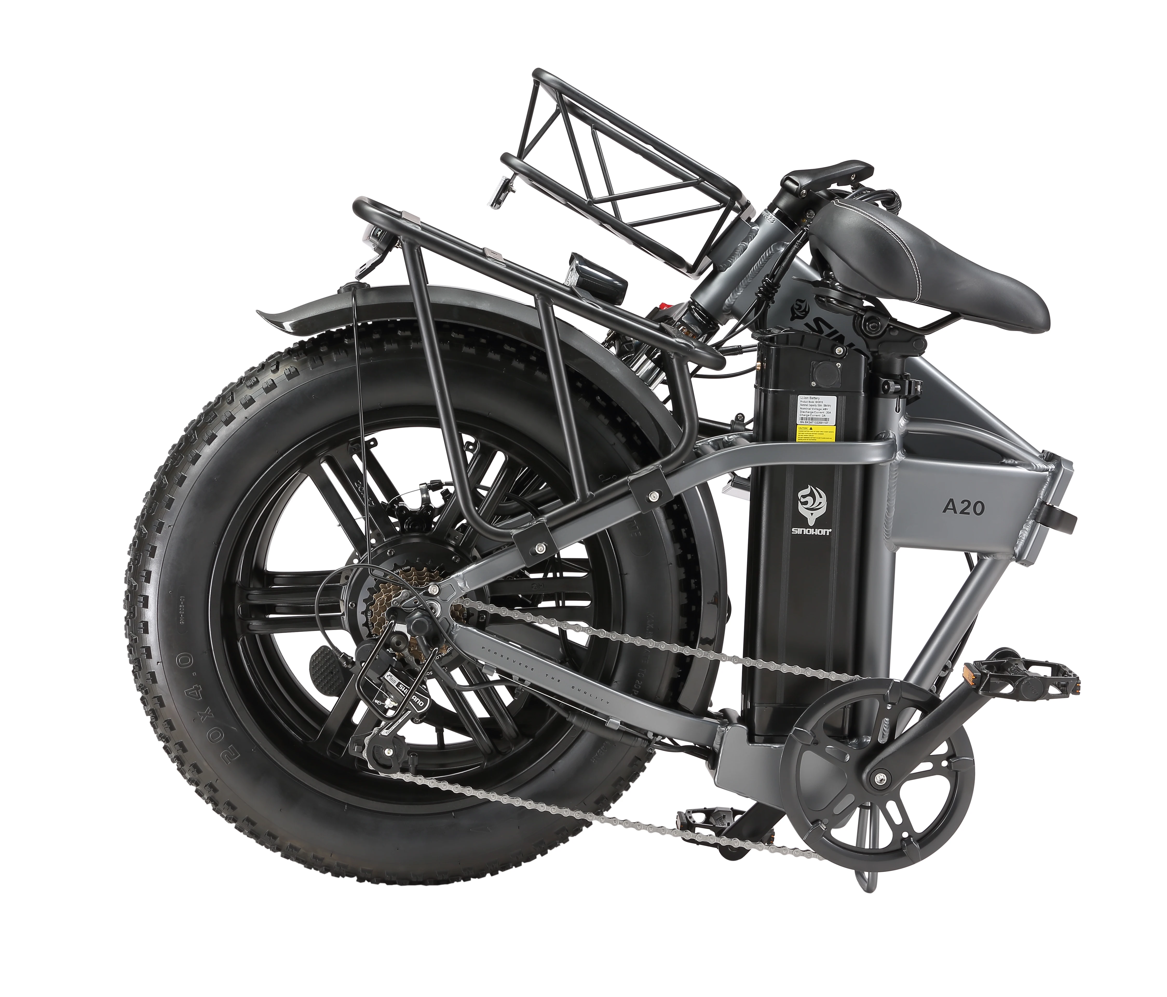 SINOHON A20 Folding Electric Bicycle 1000W Cargo Electric Bicycle, 48V 22Ah Removable Battery Commuter Electric Bike, 28MPH, 20"x4.0 Fat Tire E-bike, SHIMANO 7-Speed, IP65 Electric bicycle with Front Basket, Alloy Aluminum Electric Bike with Rear Rack