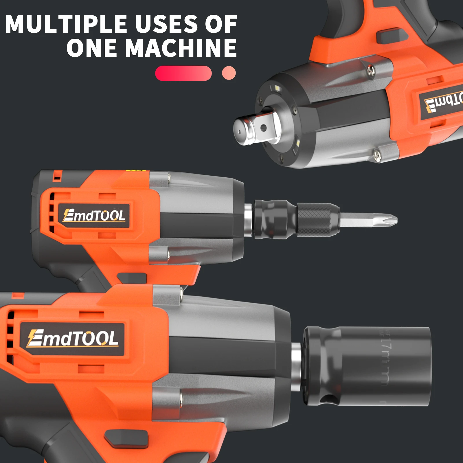 1/2 inch Cordless Impact Wrench, High Torque Impact Wrench with 4 Socket Sets,12 Drill Sets,for Car Furniture