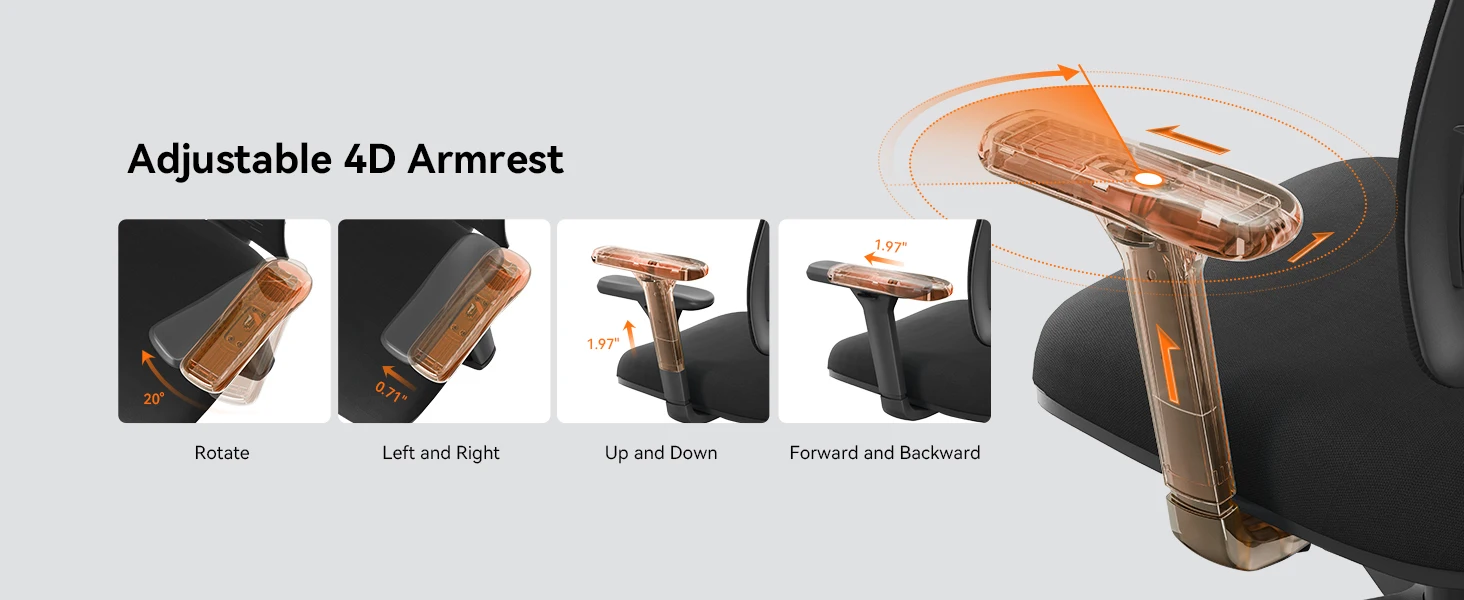 NEWTRAL MagicH-BP Ergonomic Chair with Footrest, Auto-Following Backrest, Adaptive Lower Back Support, Tailored Ergonomic Chair