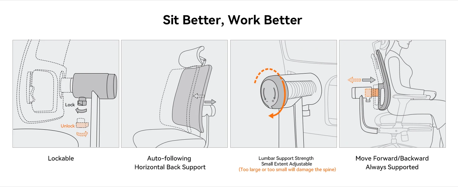 NEWTRAL MagicH-BP Ergonomic Chair with Footrest, Auto-Following Backrest, Adaptive Lower Back Support, Tailored Ergonomic Chair