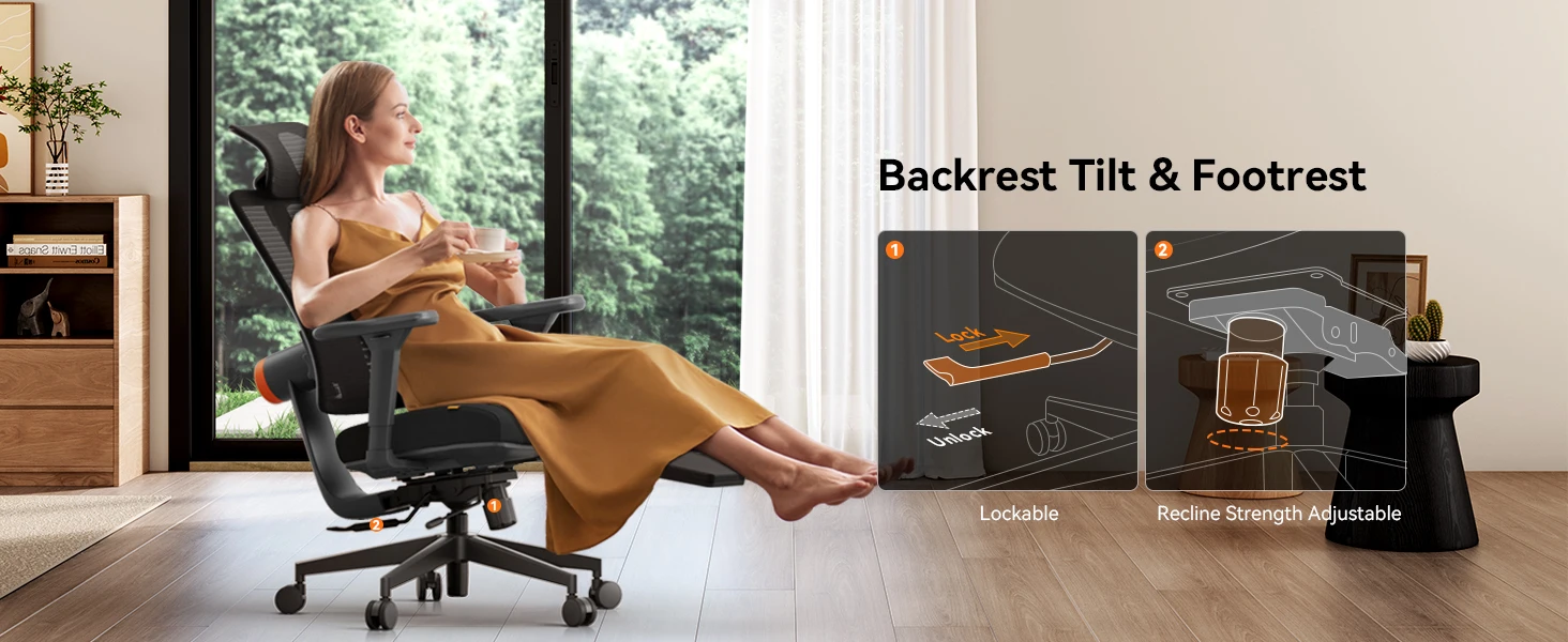 NEWTRAL MagicH-BP Ergonomic Chair with Footrest, Auto-Following Backrest, Adaptive Lower Back Support, Tailored Ergonomic Chair