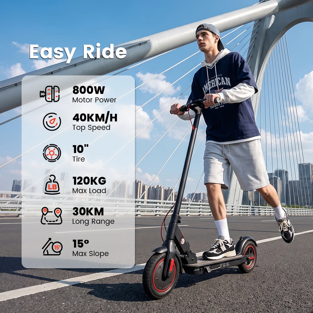 IScooter W3CPro Electric Scooter 36V 15Ah 30km Range 10 inch Inflatable Tire Speed Rear Disc Brake Adult E Scooter with APP