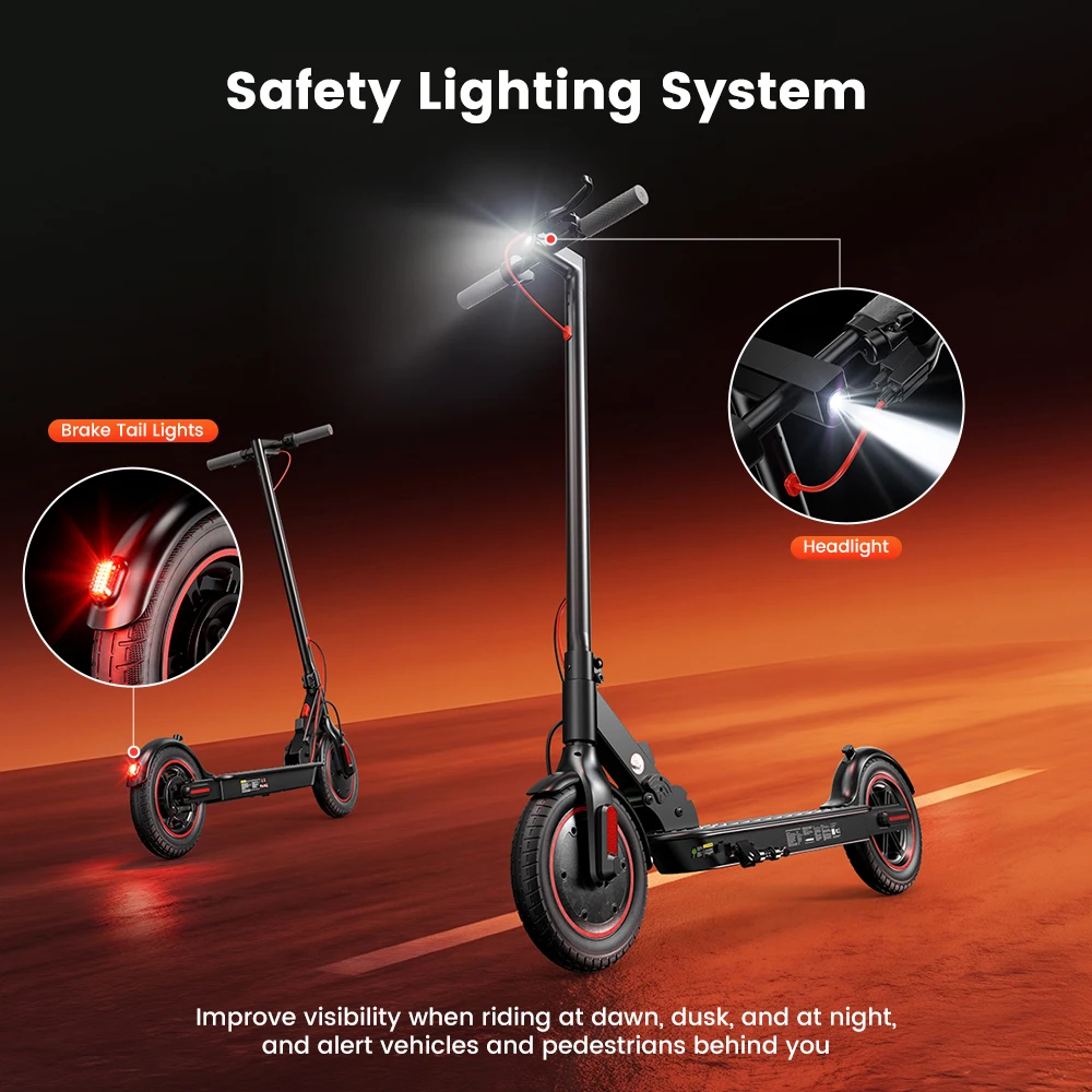 IScooter W3CPro Electric Scooter 36V 15Ah 30km Range 10 inch Inflatable Tire Speed Rear Disc Brake Adult E Scooter with APP