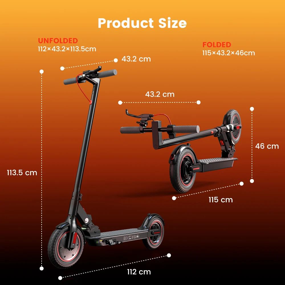 IScooter W3CPro Electric Scooter 36V 15Ah 30km Range 10 inch Inflatable Tire Speed Rear Disc Brake Adult E Scooter with APP