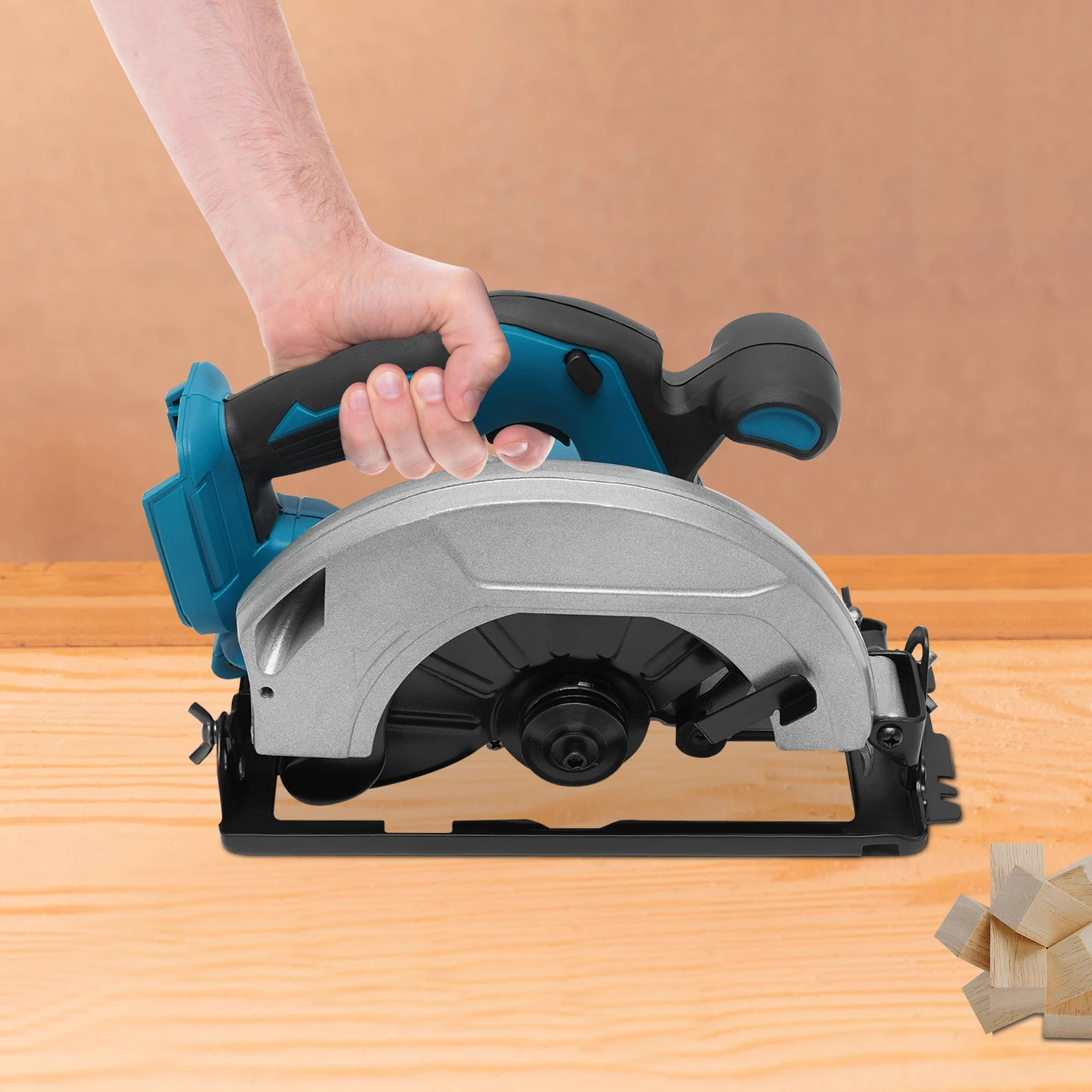 750W Cordless Electric Circular Saw 90mm Saw Blade Adjustable Angle Cutting Woodworking for Small Renovation, Carpentry, DIY