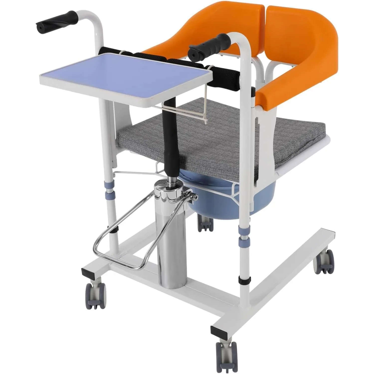 Patient Referral Chair, Shower Wheelchair with Height Adjustment, Toilet Chair with Wheels, 100 Kg, Night Chair