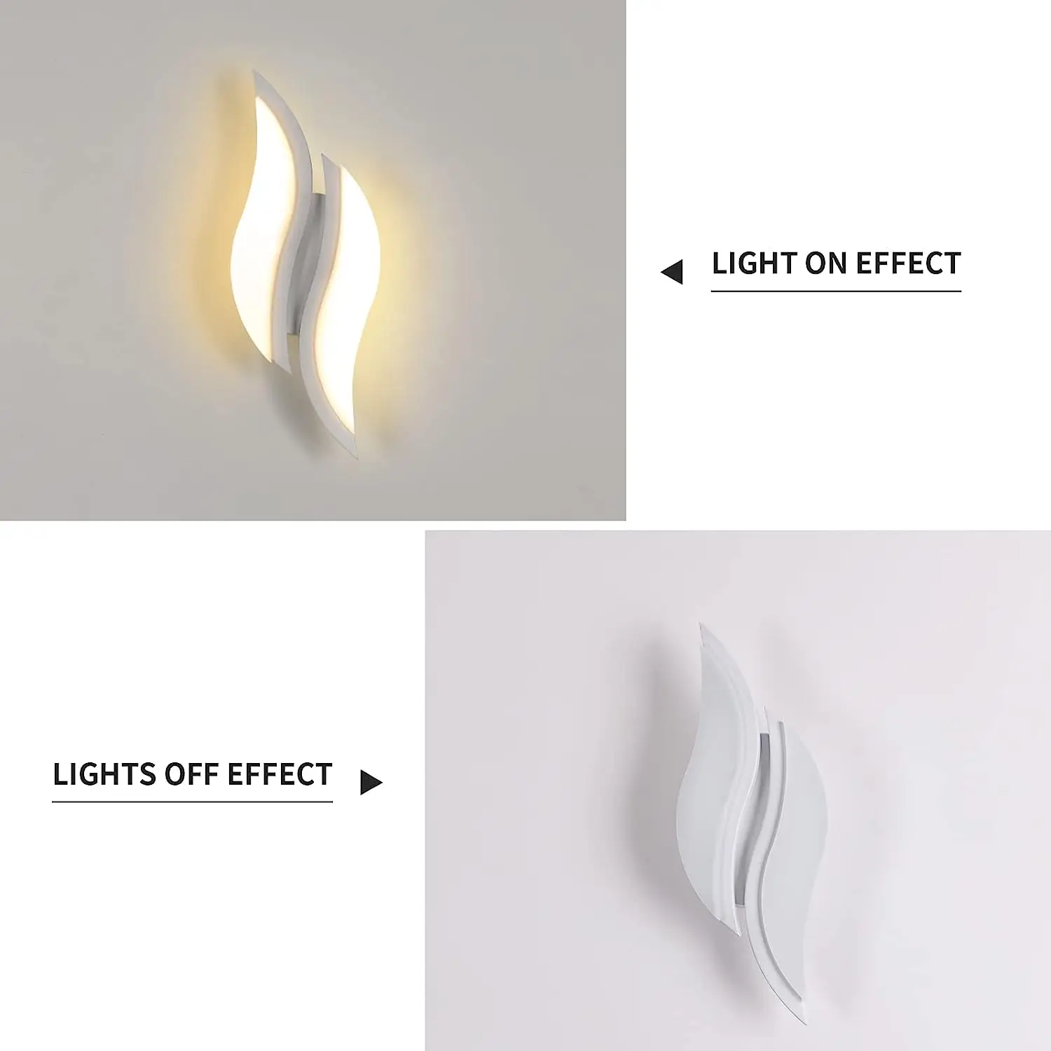 Modern White Wall Lamp 20W,LED Interior Wall Light,Warm Light 3000K Acrylic Aluminium Wall Lamp for Bedroom, Study in Hallway Livingroom