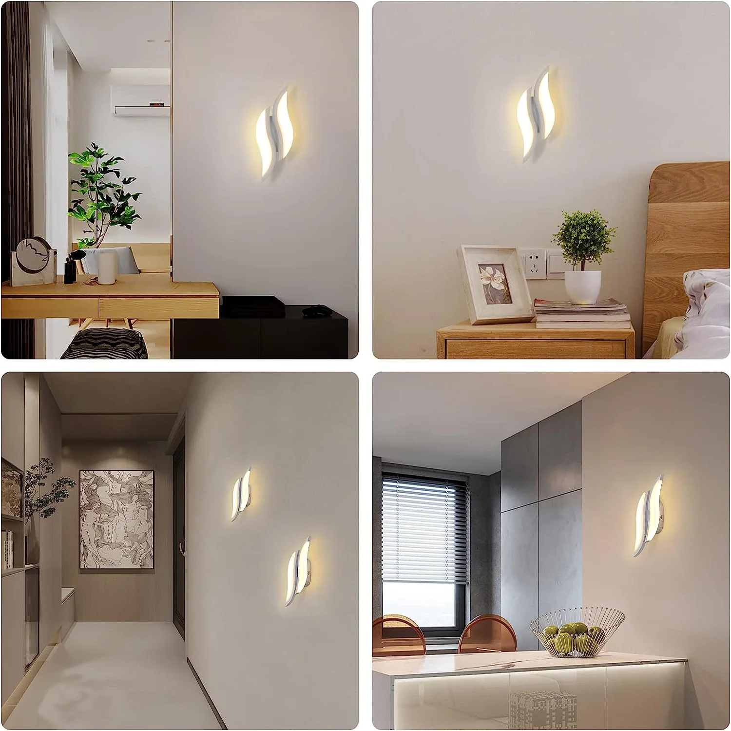 Modern White Wall Lamp 20W,LED Interior Wall Light,Warm Light 3000K Acrylic Aluminium Wall Lamp for Bedroom, Study in Hallway Livingroom
