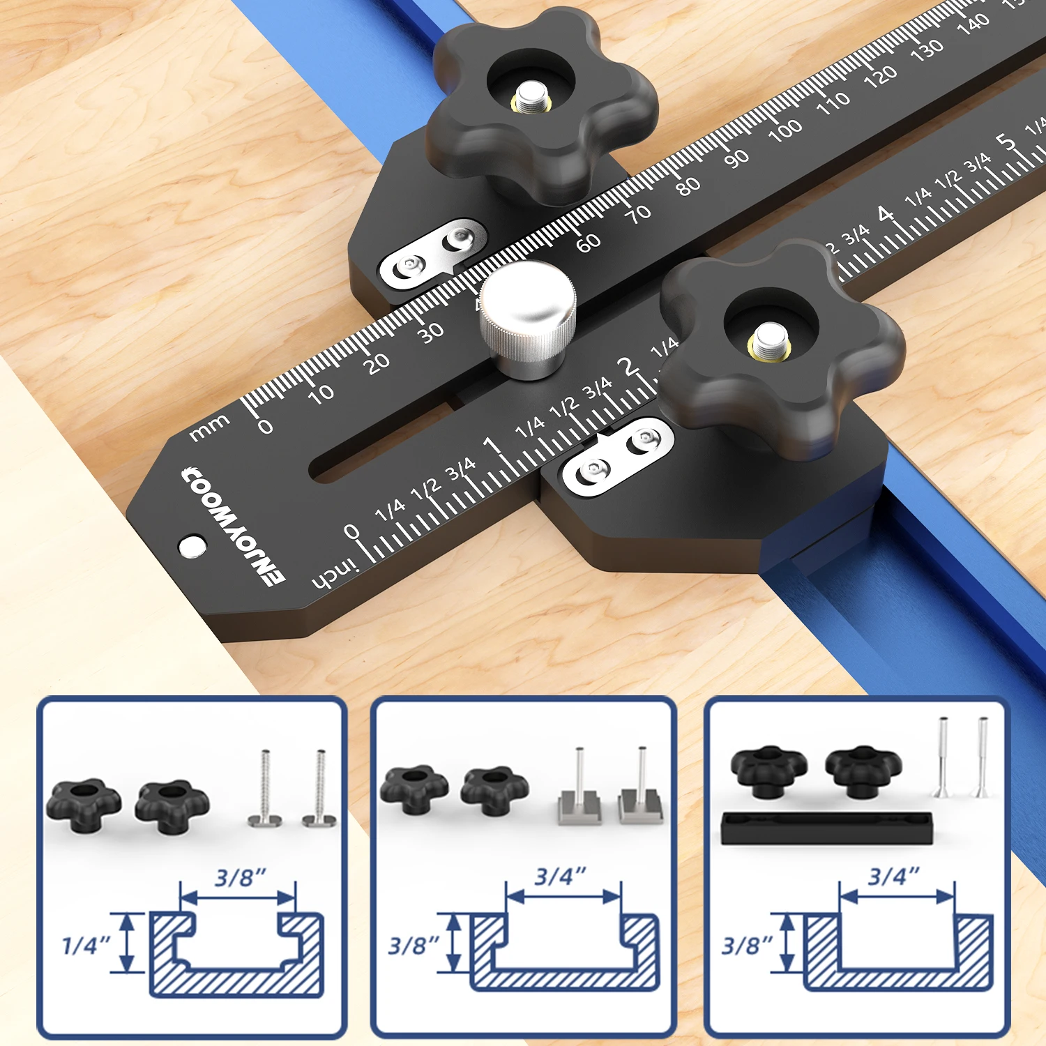 ENJOYWOOD 160mm Woodworking Thin Rip Jig Sliding Ruler Table Saw Jig Guide for Making Repetitive Narrow Thin Strip Cutting Limit