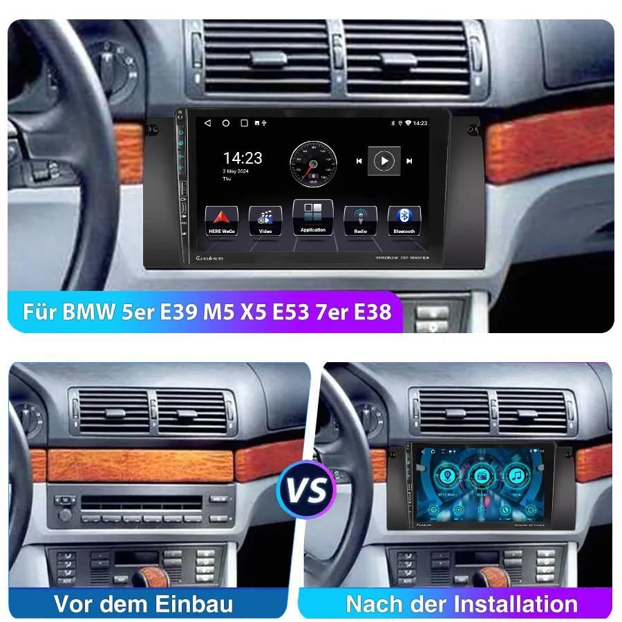 ESSGOO 4+64G Carplay Android Auto Car Radio For BMW 5Series E39 X5 E53 Android 13 9inch GPS NAV RDS BT WiFi With USB Dual Type-C