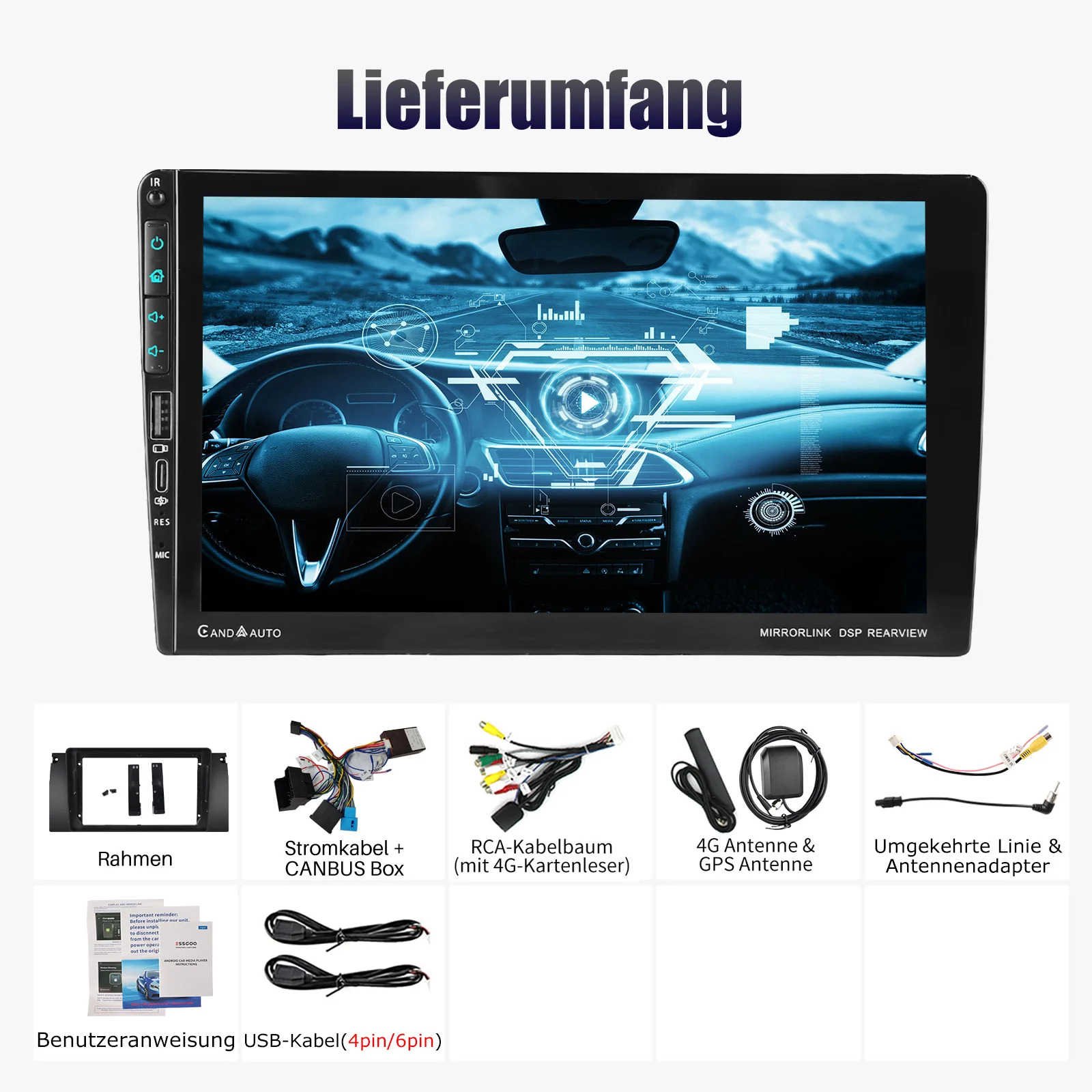 ESSGOO 4+64G Carplay Android Auto Car Radio For BMW 5Series E39 X5 E53 Android 13 9inch GPS NAV RDS BT WiFi With USB Dual Type-C