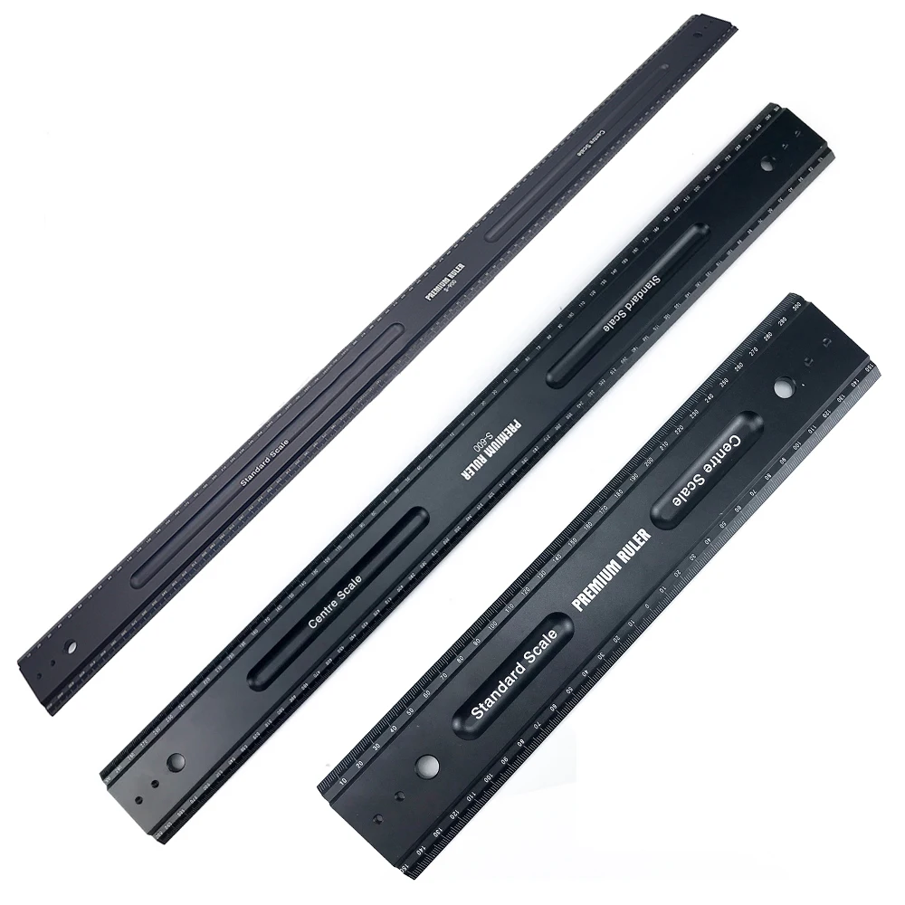 Woodworking Marking Ruler 600/900mm Straight Ladder Dual-purpose Measuring Ruler Multifunction Aluminum Alloy Square Scriber