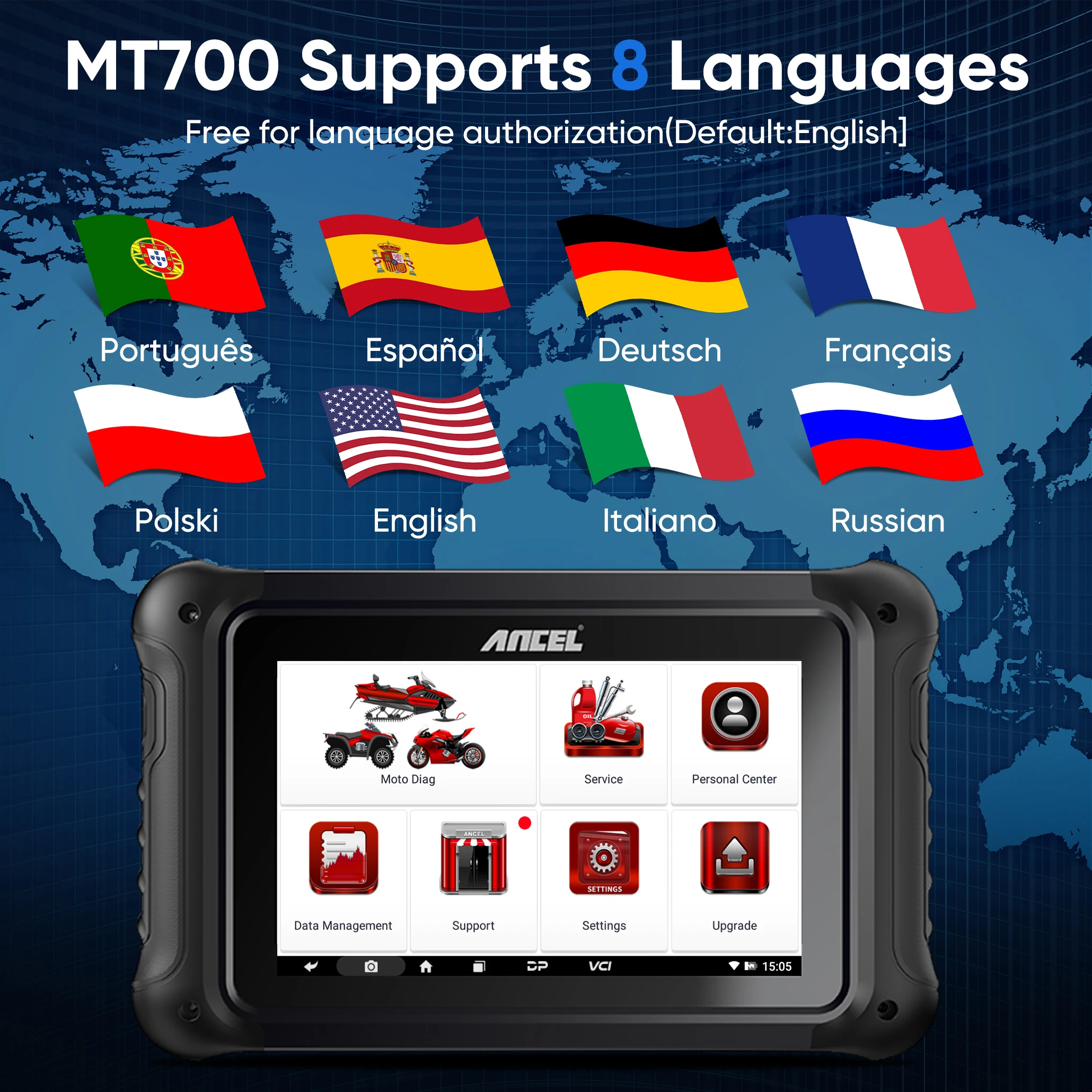 2026 Ancel MT700 Motorcycle Scanner All System Diagnosis ECU Reset Oil Reset Motorcycle Diagnostic Tool for KTM/BMW/Yamaha/Honda