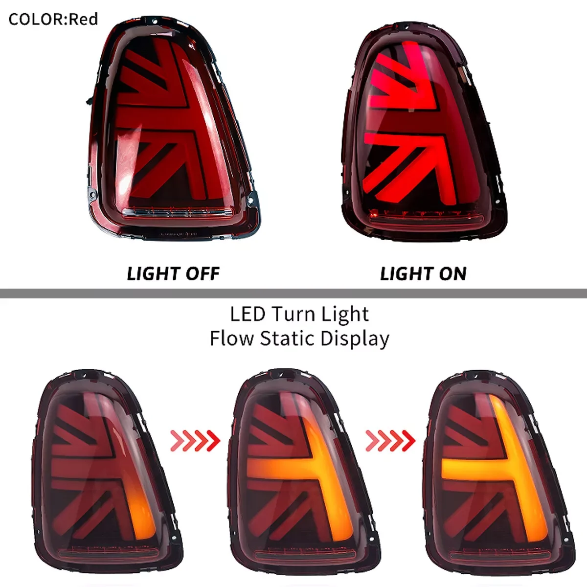 For Mini Cooper R56 R57 R58 R59 2007-2014 Red Lens Sequential LED Tail Lights Car Accessories Tirm Driving Lights