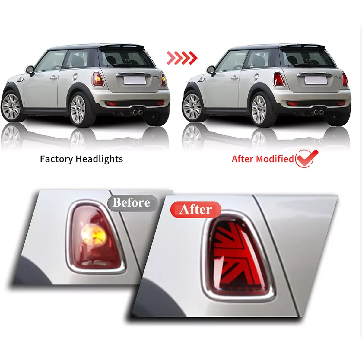 For Mini Cooper R56 R57 R58 R59 2007-2014 Red Lens Sequential LED Tail Lights Car Accessories Tirm Driving Lights