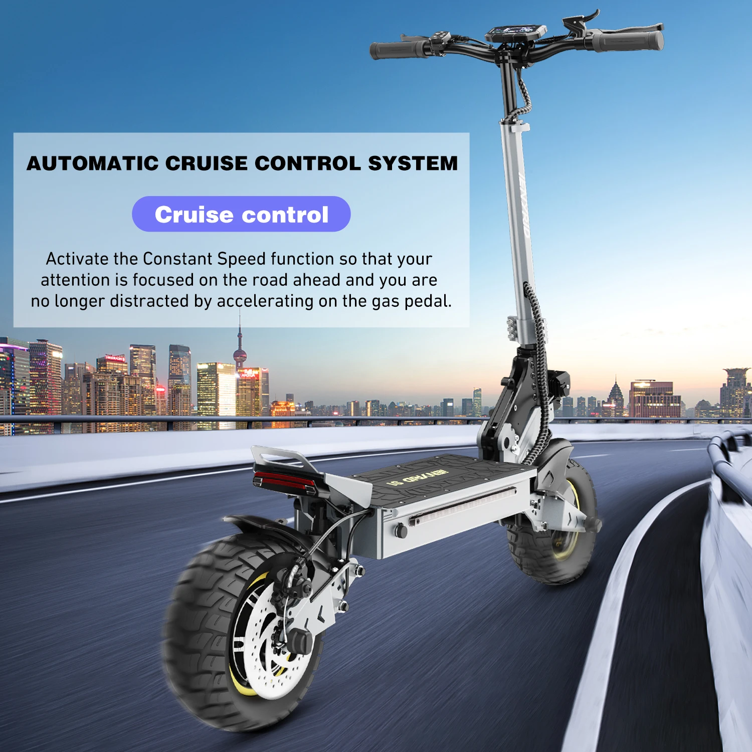 Ienyrid Ie-S1 Electric Scooter for Adult 48V15Ah Battery Auto Cruise Control System 10" Tire