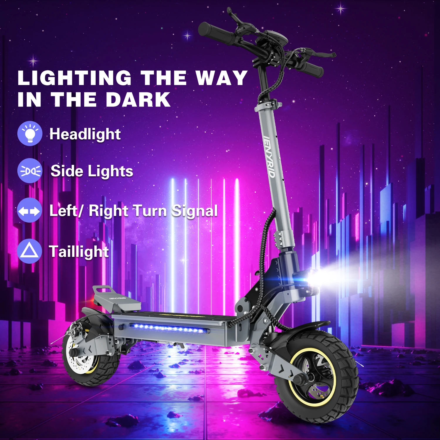 Ienyrid Ie-S1 Electric Scooter for Adult 48V15Ah Battery Auto Cruise Control System 10" Tire